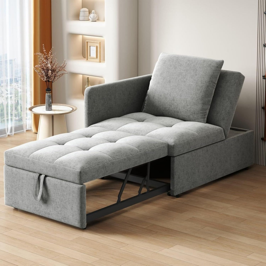 Style scandinave canape gris rembourre en tissu