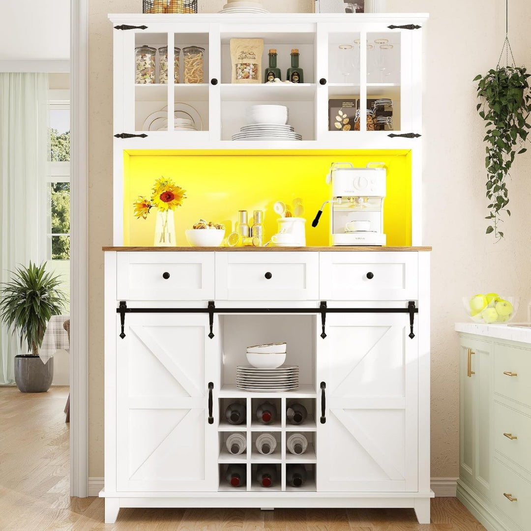 Gris clair enfilade esprit rustique, 105 x 38.4 x 180 cm