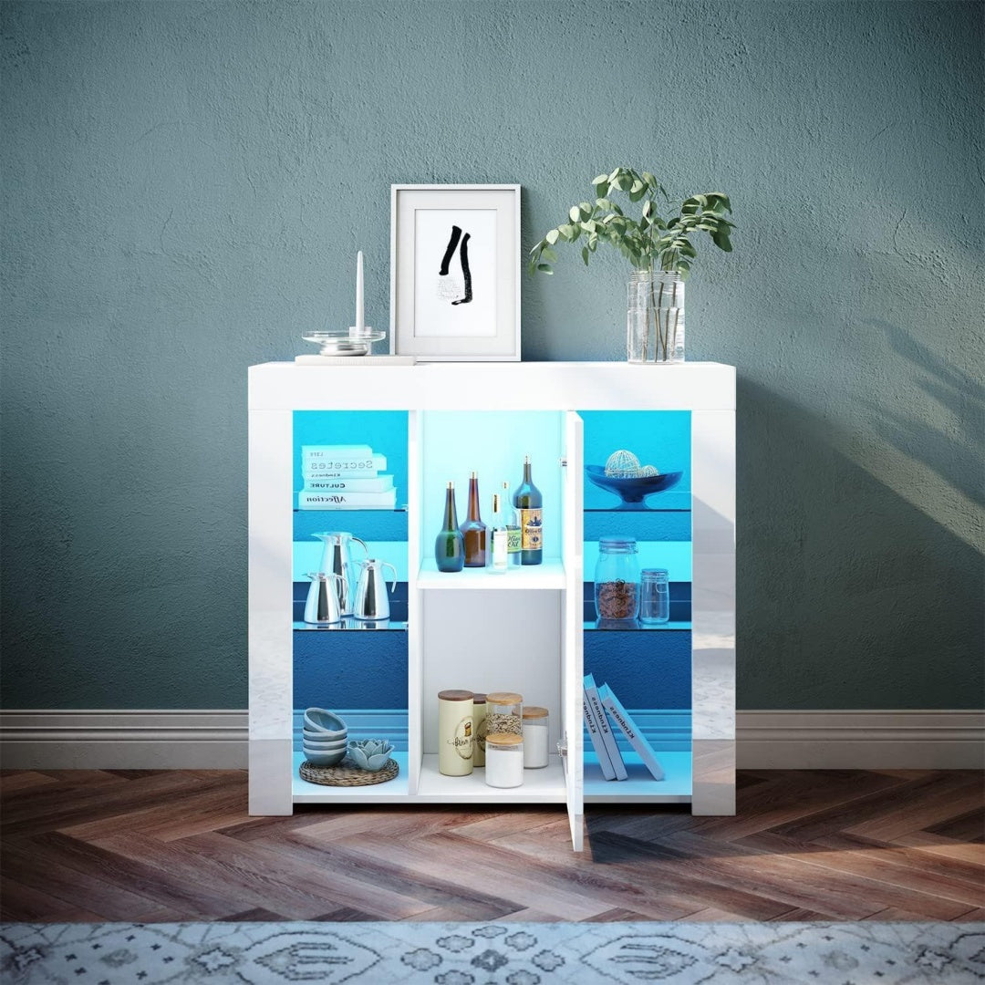 Bleu en bois, 1 porte 90 x 35 x 83 cm