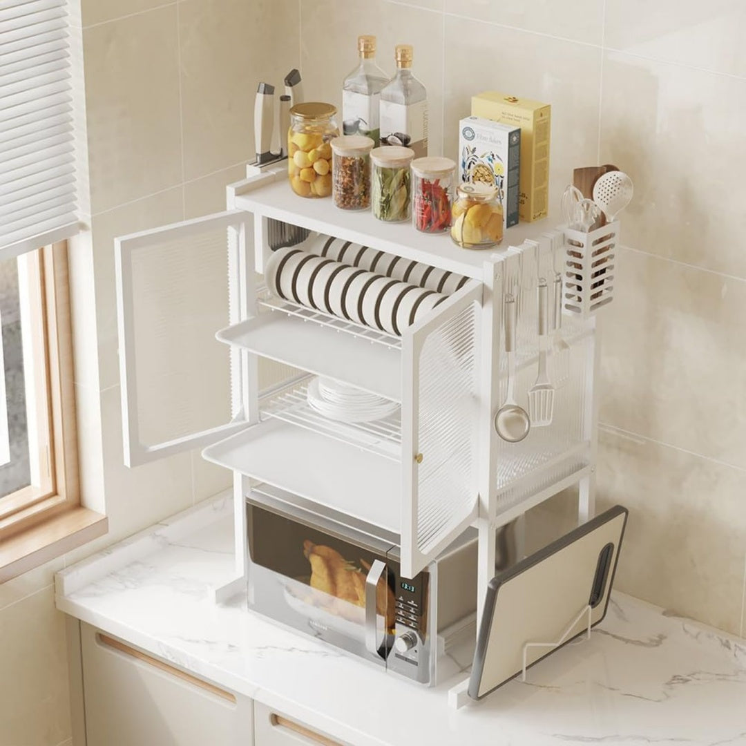 Pour cuisine, meuble de rangement gris clair en verre style moderne
