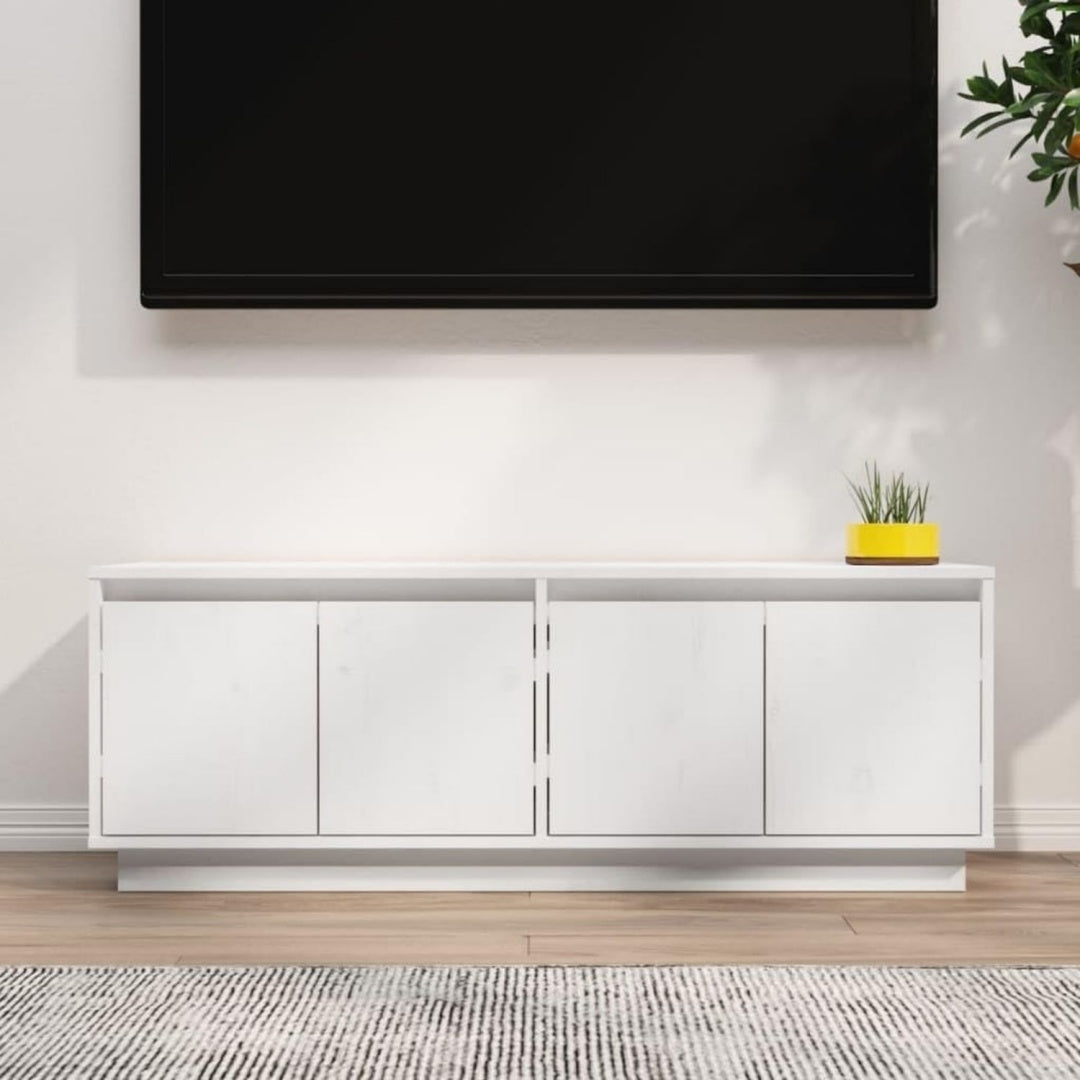 Meuble TV gris clair pin 4 portes 110 x 34 x 40 cm