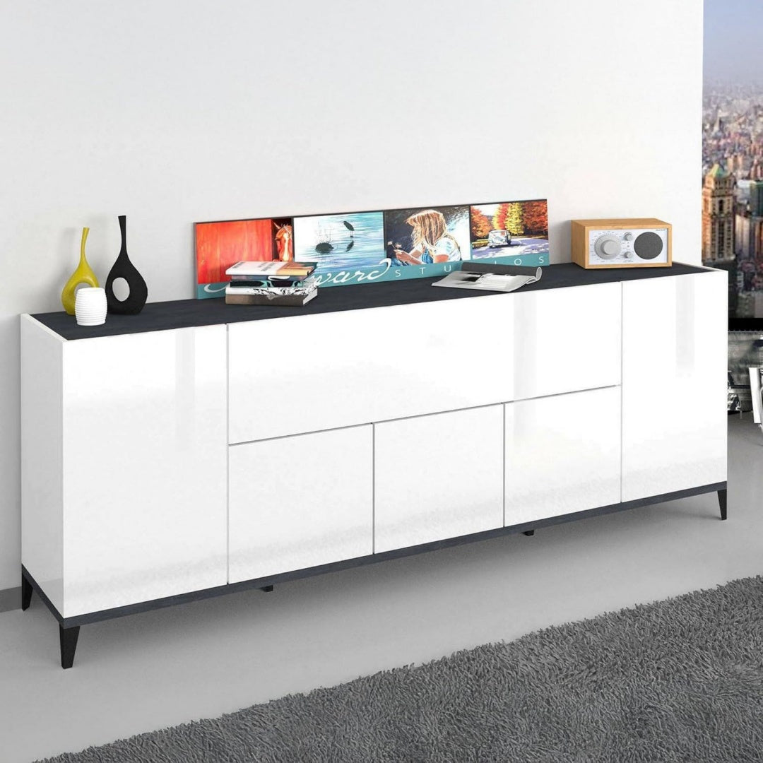 Buffet avec 6 portes gris
