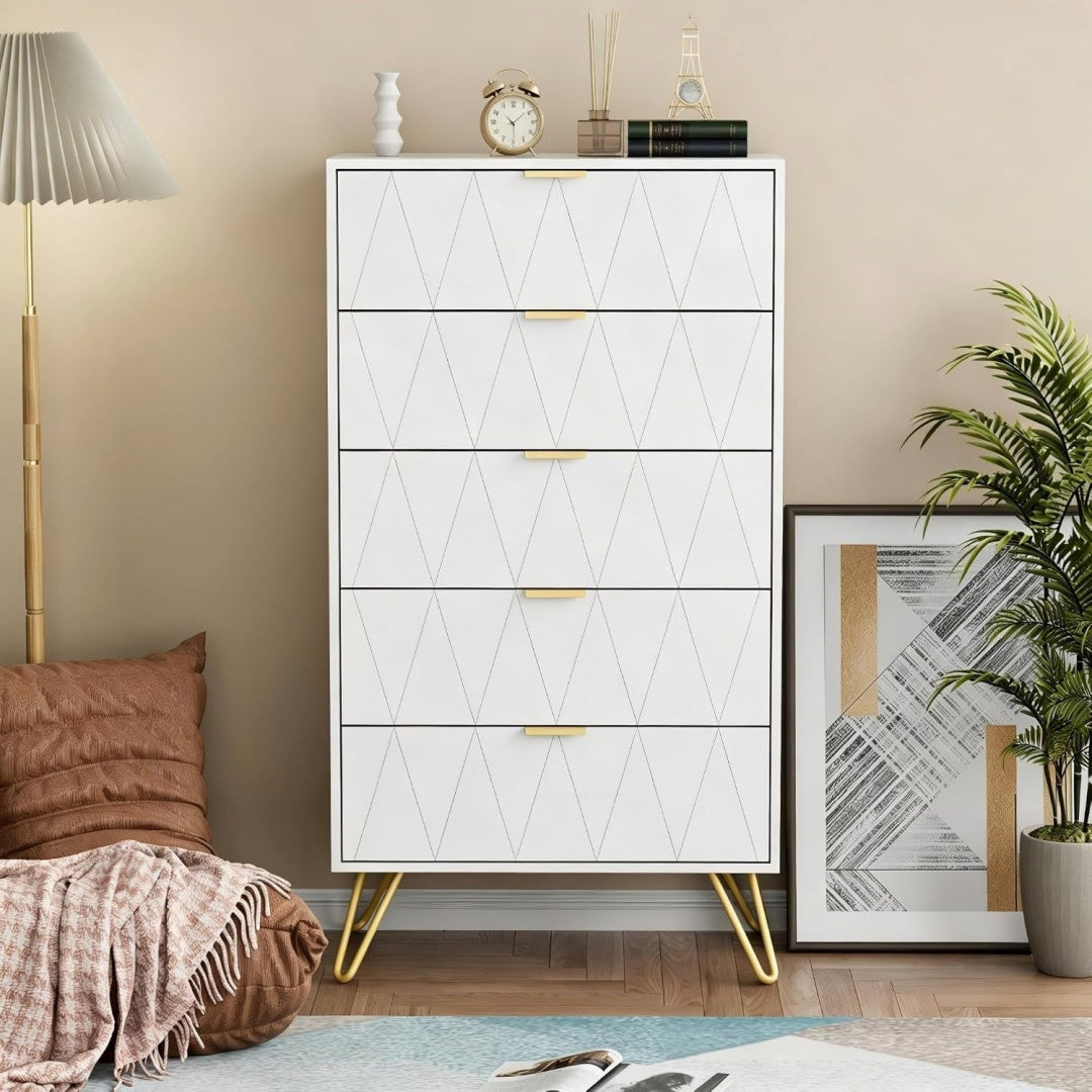 Armoire de rangement gris clair 5 tiroirs