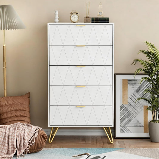 Armoire de rangement gris clair 5 tiroirs