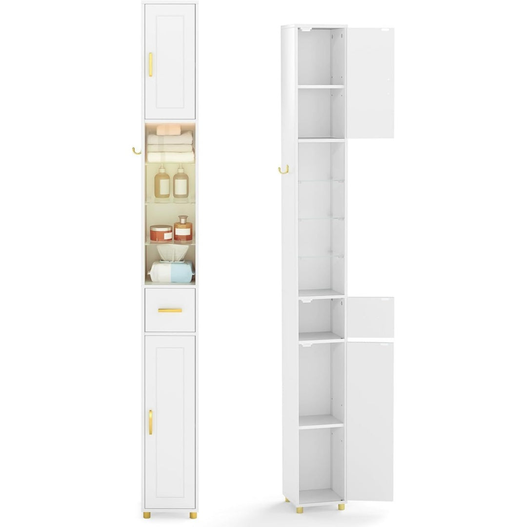 Meuble colonne gris clair a 2 portes design moderne en bois ingenierie
