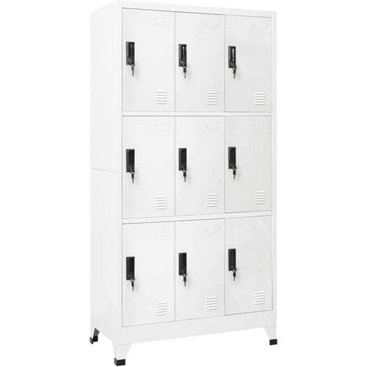 Armoire gris clair muni de 9 portes 90 x 45 x 180 cm