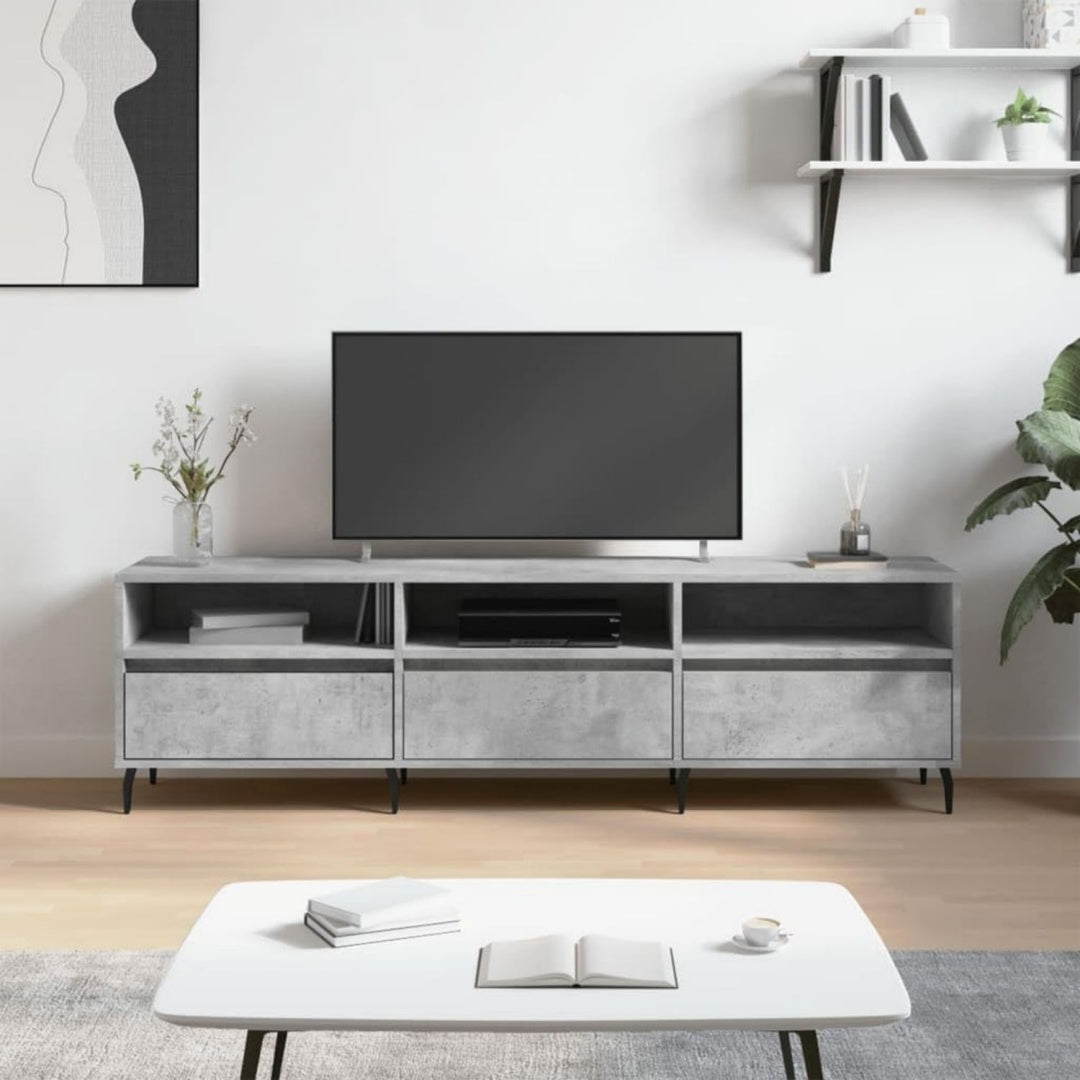 Meuble TV gris clair en effet beton 150 x 30 x 44.5 cm