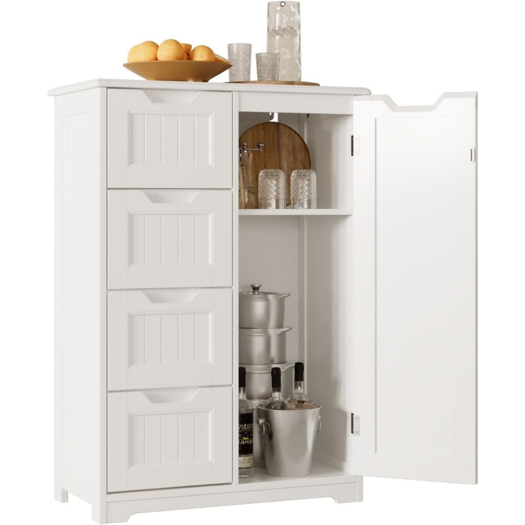 Meuble de rangement gris clair, 4 tiroirs