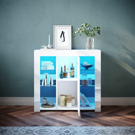 Bleu en bois, 1 porte 90 x 35 x 83 cm