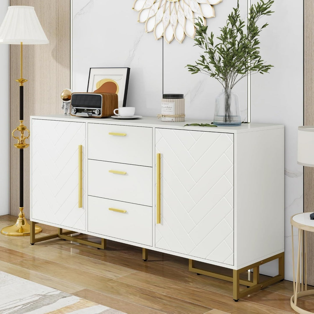 Buffet avec deux portes gris clair, conception MDF