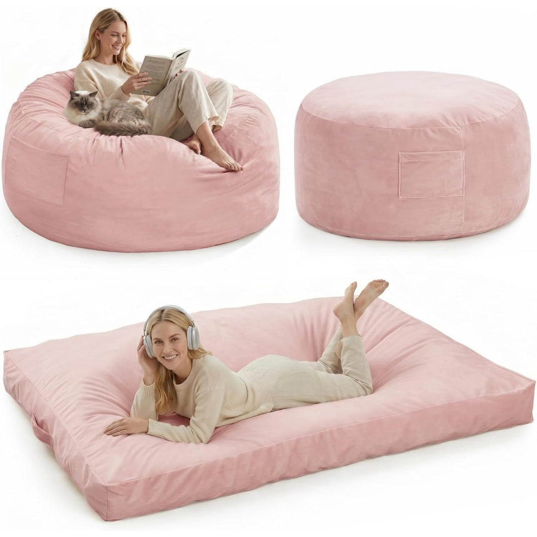 Pouf poire rangement rose minimaliste
