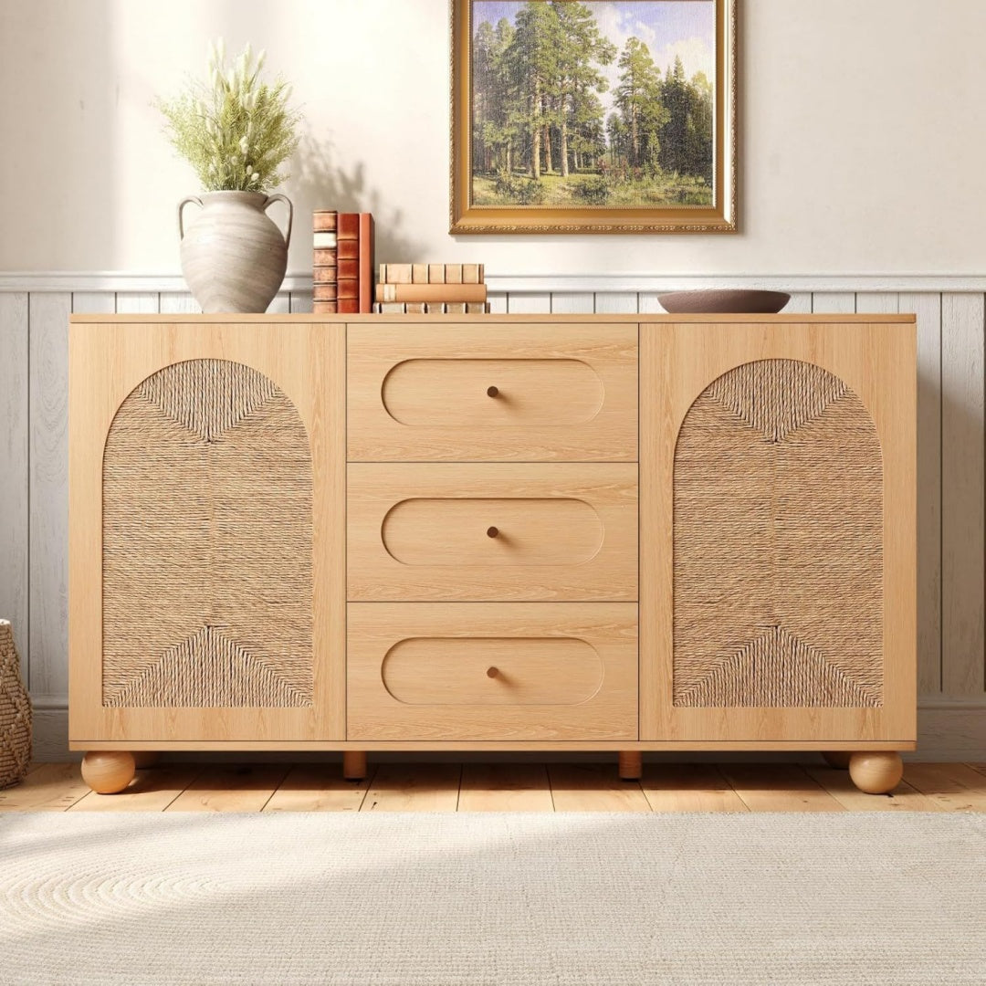 Commode lumineuse marron tresse a la main