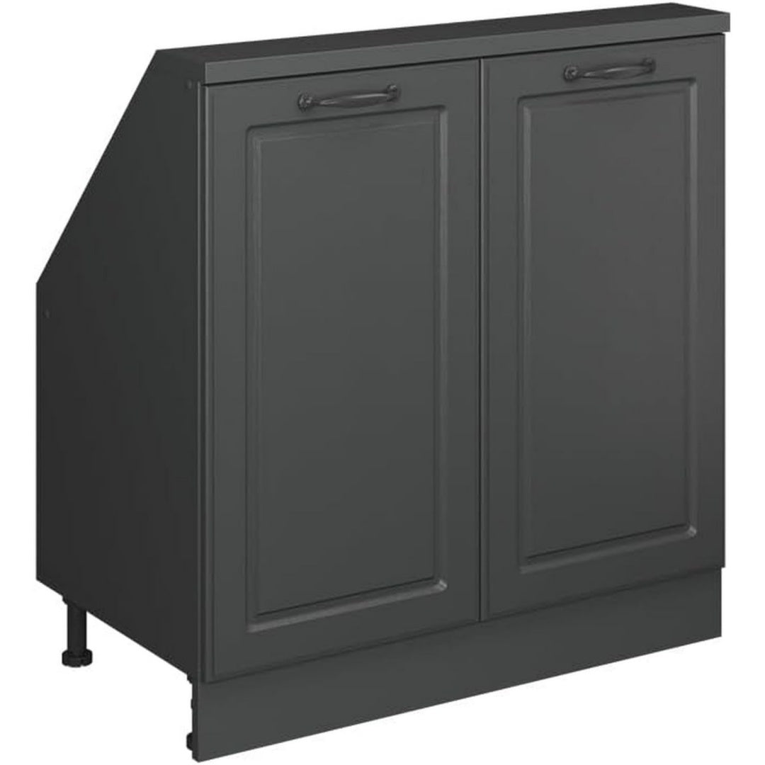 Meuble de rangement chaleureux contemporain structure metallique gris fonce
