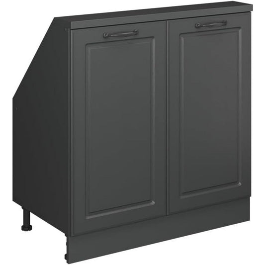 Meuble de rangement chaleureux contemporain structure metallique gris fonce