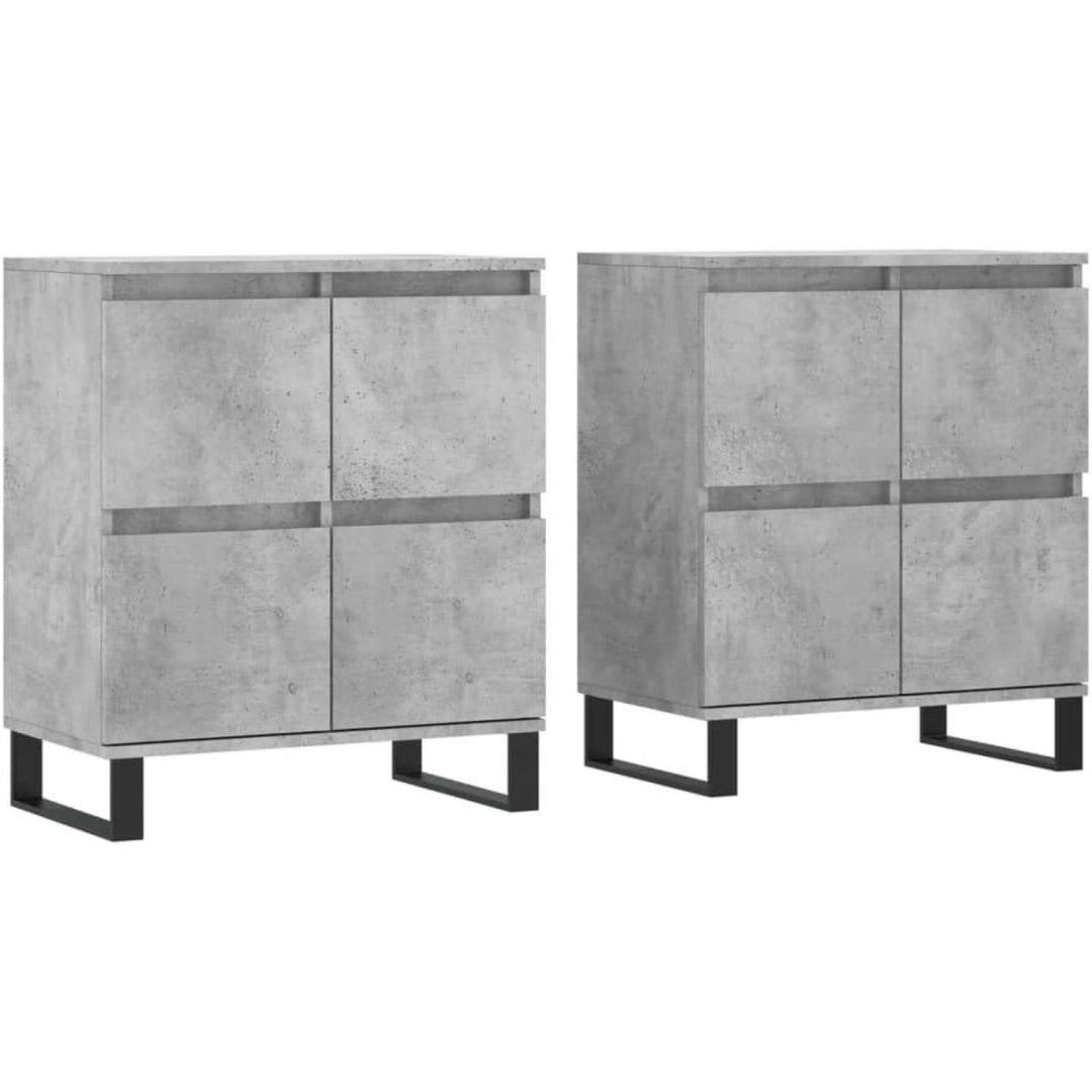 elegant buffet gris en bois d'ingenierie 120 x 35 x 70 cm